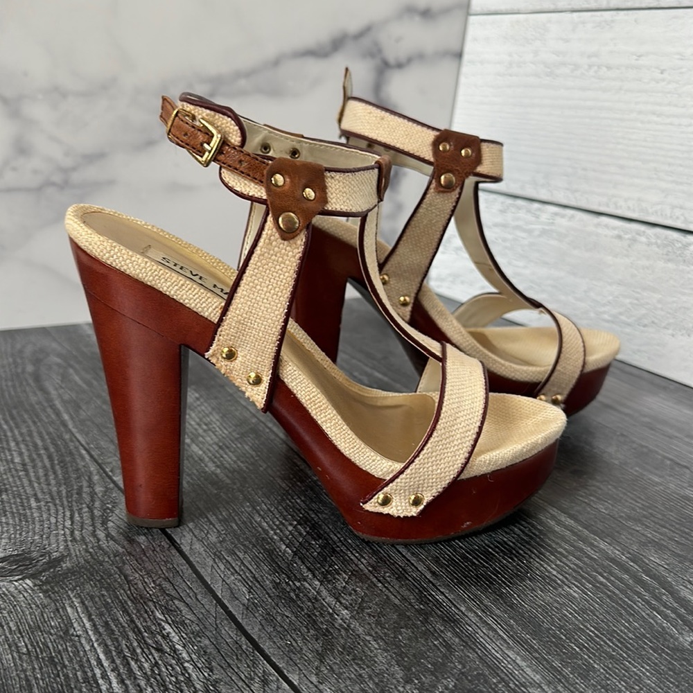 Steve Madden Canvas Platform Sandals Size 5m - image 1
